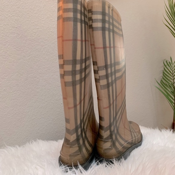 *Vintage* Womens Authentic Burberry Rubber Rain Boots in Classic Plaid Check 38 - Picture 12 of 14
